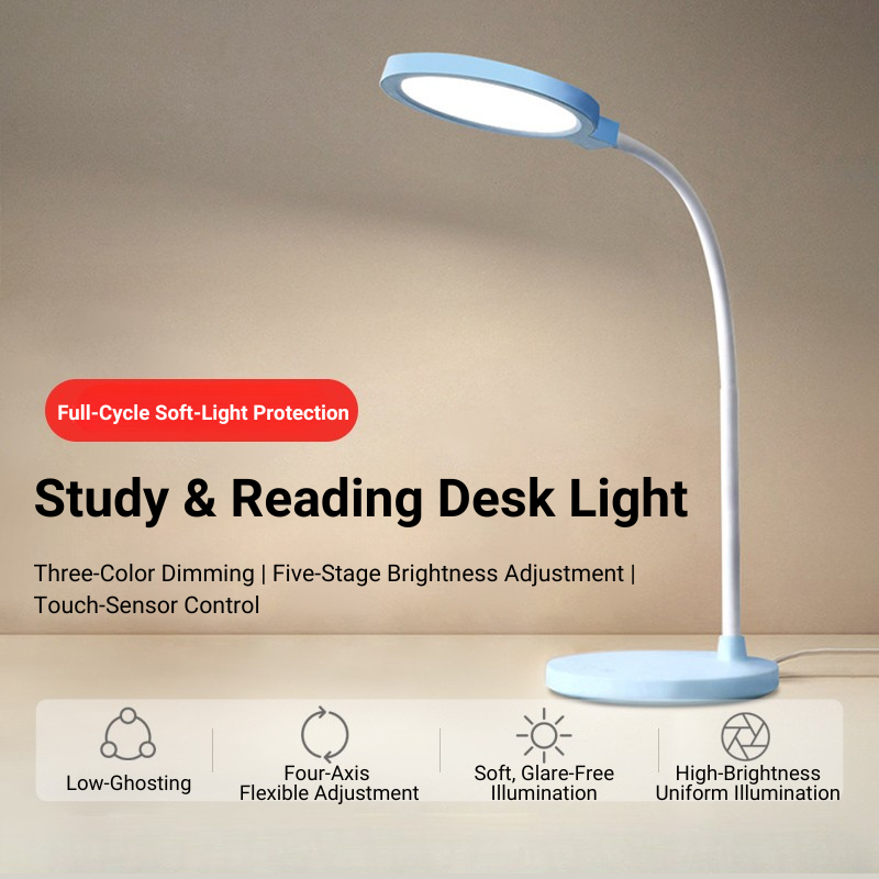 MoodNite Blue Plug-in Desk Light Touch-Adjustable Brightness and Color Temperature
