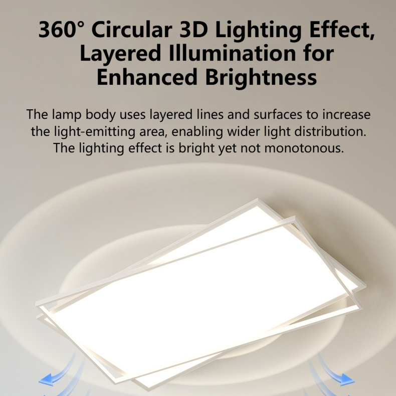 MoodNite Modern Elegant Overlapping Rectangular Ceiling Light Full Spectrum