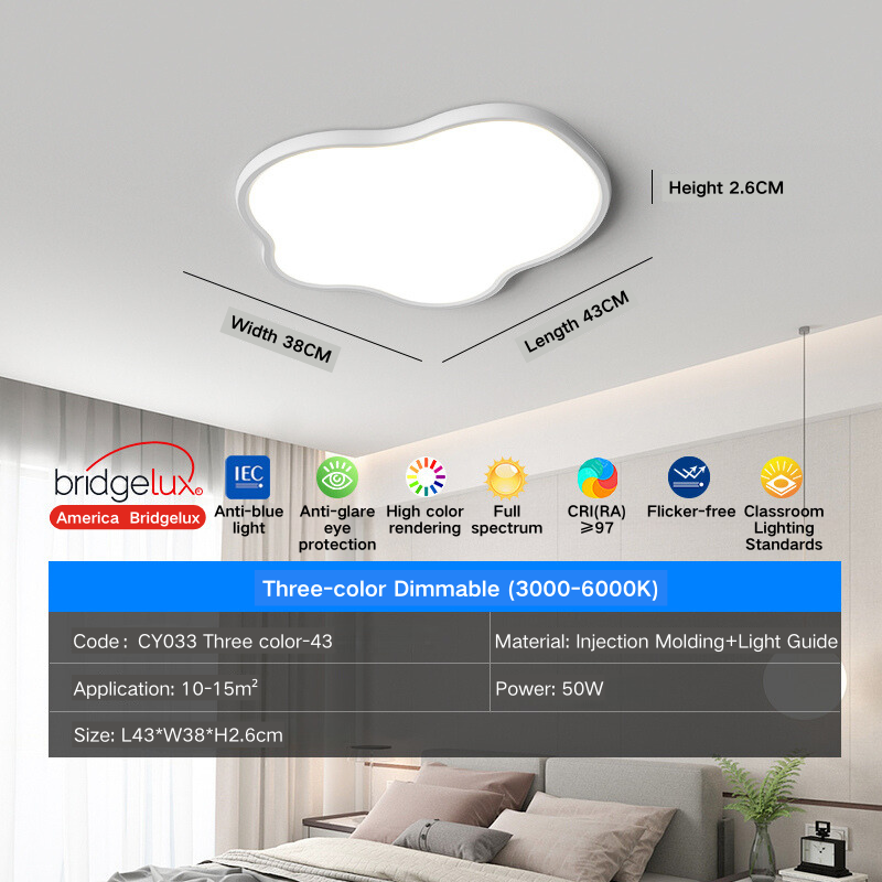 MoodNite Ultra-Thin Cloud Design Ceiling Light-Full Spectrum Eye-Protection