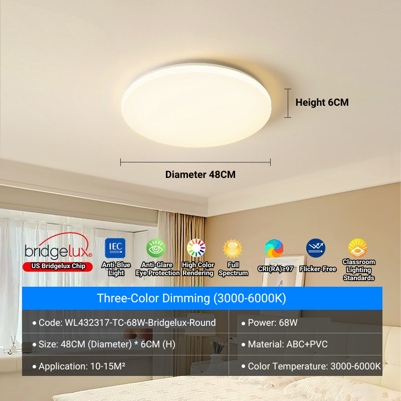 MoodNite Modern Minimalist White Ceiling Light with Bridgelux Chip