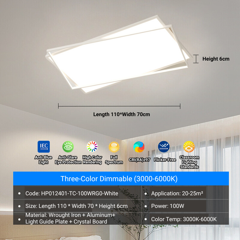 MoodNite Modern Elegant Overlapping Rectangular Ceiling Light Full Spectrum
