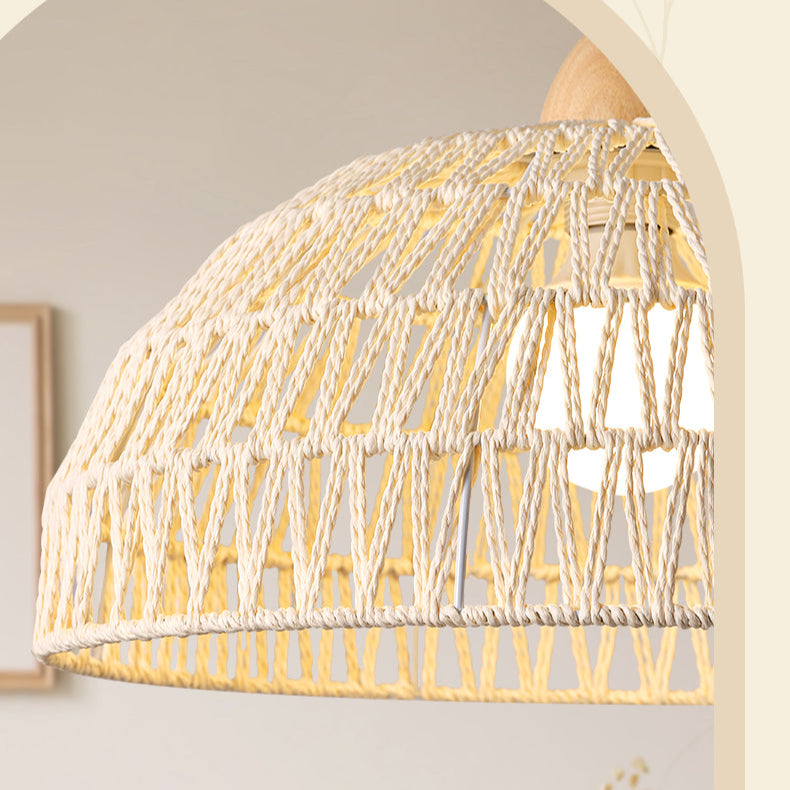 MoodNite Japanese Style Natural Wood Woven Pendant Light