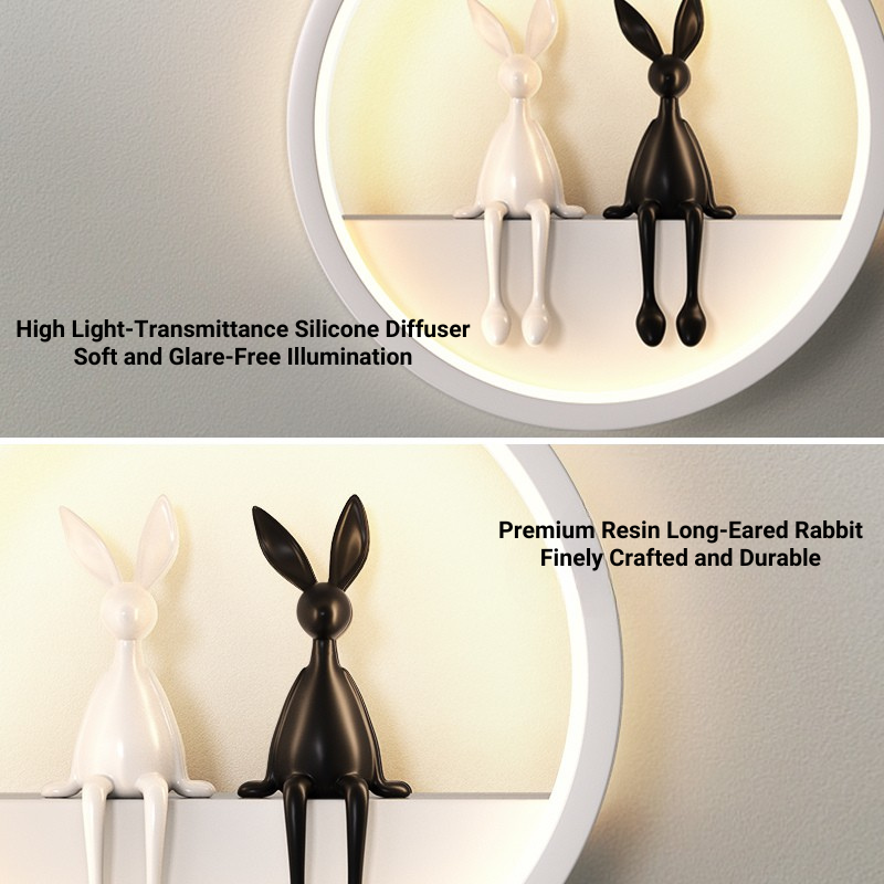 MoodNite Modern Minimalist Bunny Wall Light for Bedside