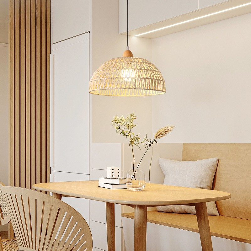 MoodNite Japanese Style Natural Wood Woven Pendant Light