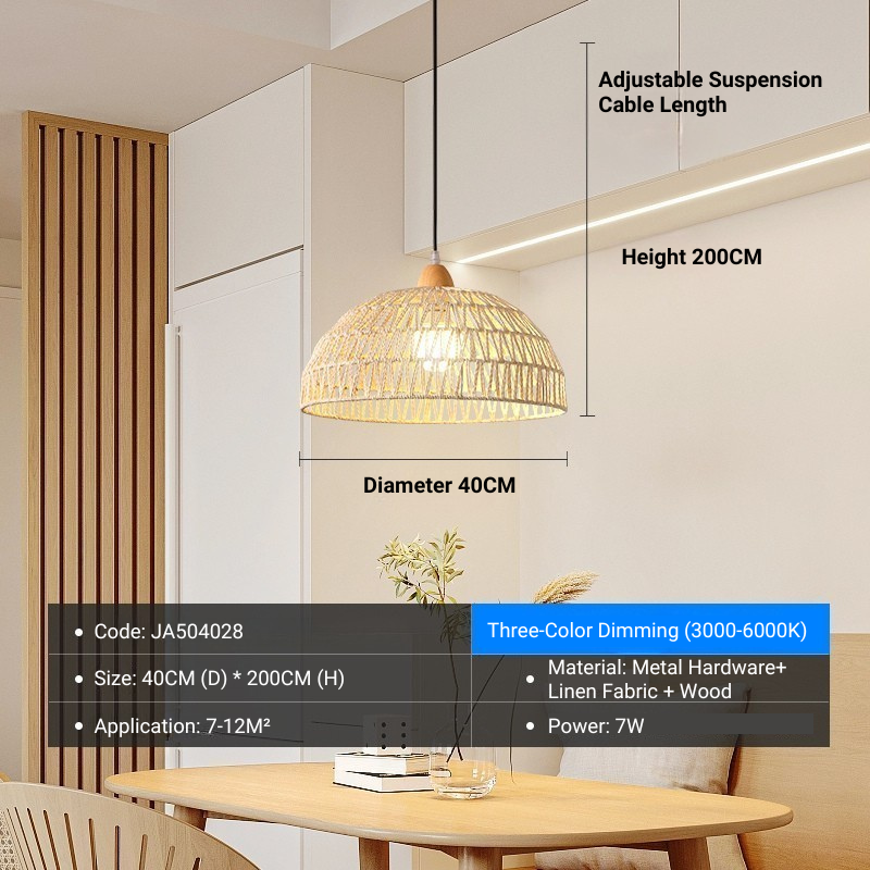 MoodNite Japanese Style Natural Wood Woven Pendant Light