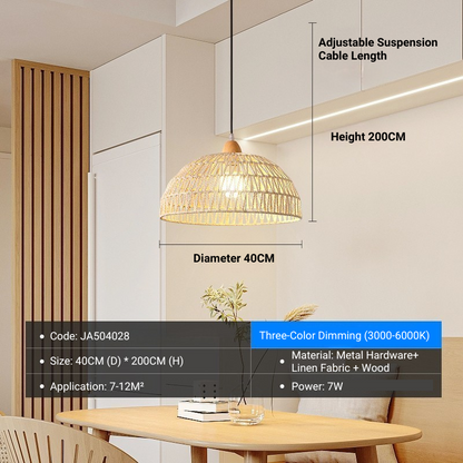 MoodNite Japanese Style Natural Wood Woven Pendant Light