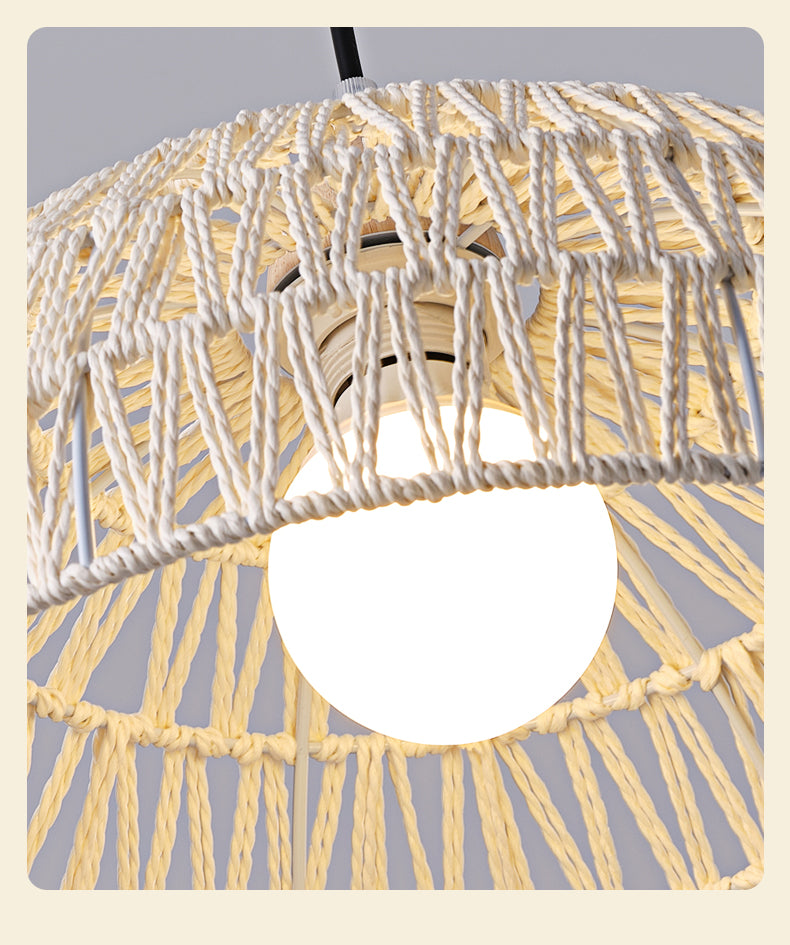 MoodNite Japanese Style Natural Wood Woven Pendant Light
