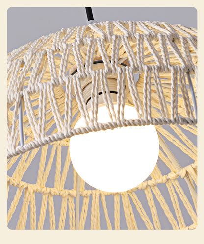 MoodNite Japanese Style Natural Wood Woven Pendant Light
