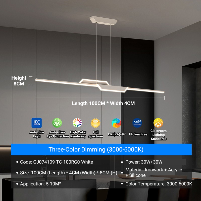 MoodNite Elegant Minimalist Eye Protection Bar Pendant Light
