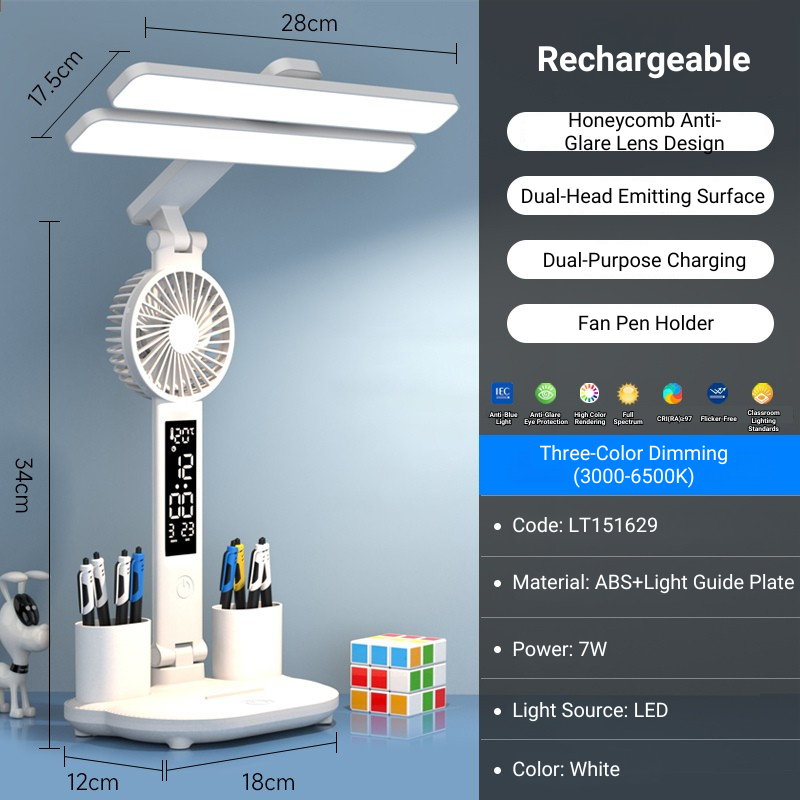 MoodNite DualPanel Eye-Protection Fan LED Desk Light
